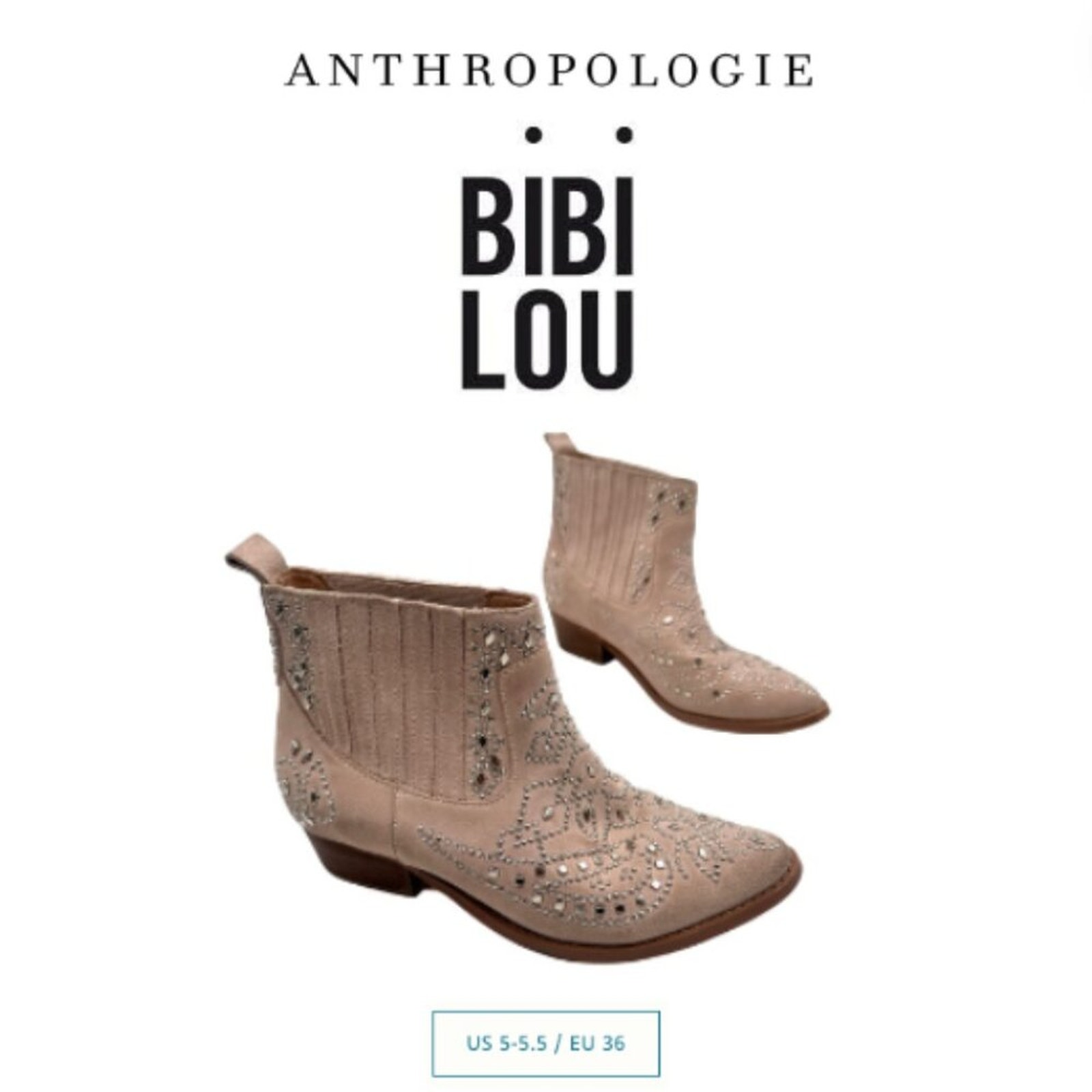 Anthropologie - Bibi Lou Women's Embellished Ankle Boot Nude Size Eu 36 / Us 5.5